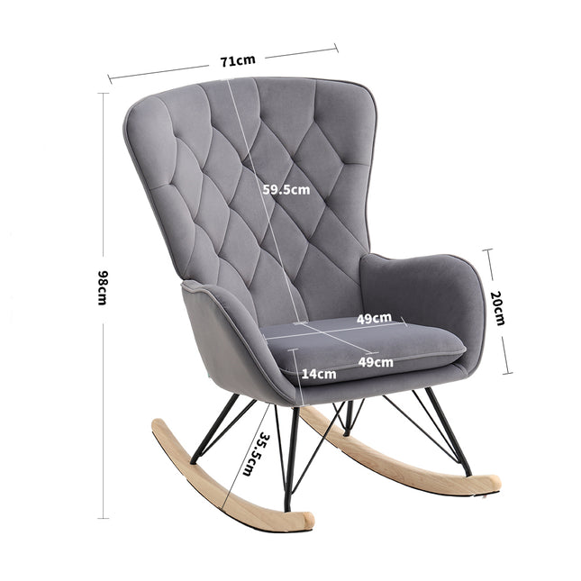 Velvet Upholstered Rocking Chair