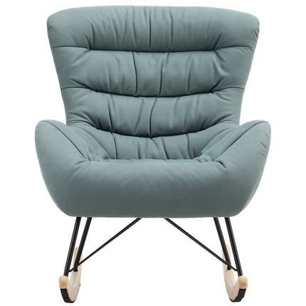 Cyan Wooden Rocking Chair for Living Room Bedroom