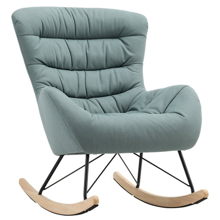 Cyan Wooden Rocking Chair for Living Room Bedroom