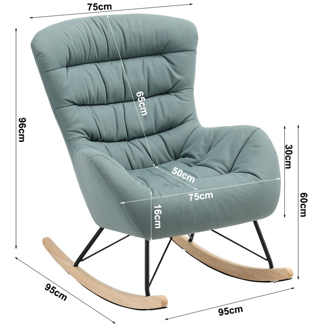 Cyan Wooden Rocking Chair for Living Room Bedroom