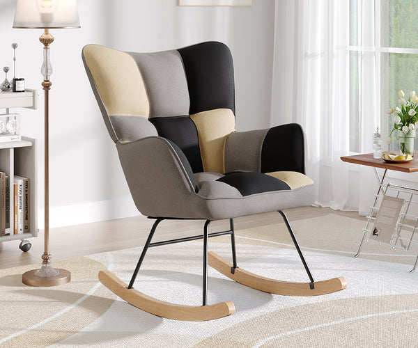 Tufted Linen Upholstered Rocking Chair