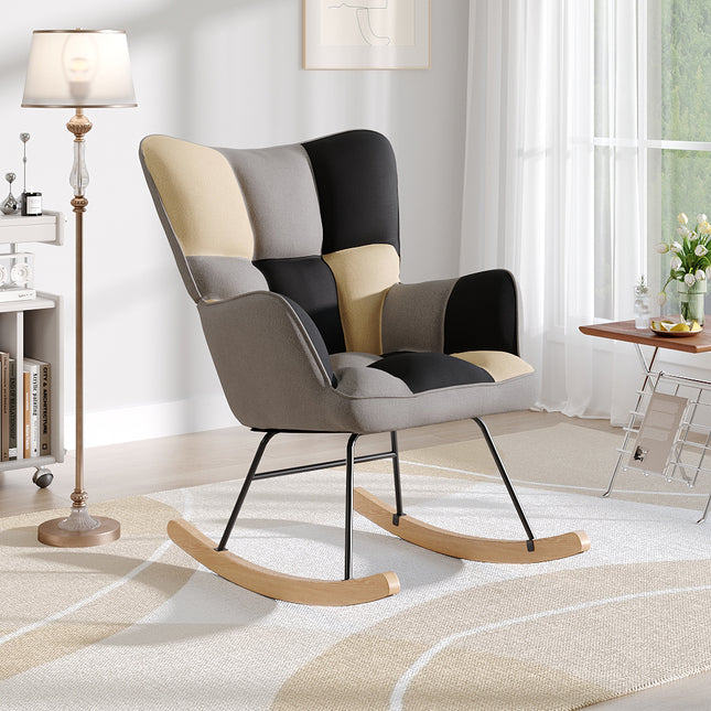 Tufted Linen Upholstered Rocking Chair