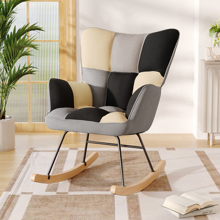 Tufted Linen Upholstered Rocking Chair