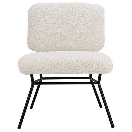 Beige Faux Wool Accent Chair Occasional Chair