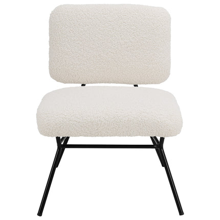 Beige Faux Wool Accent Chair Occasional Chair