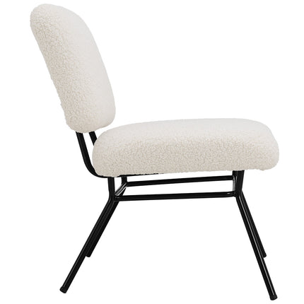 Beige Faux Wool Accent Chair Occasional Chair