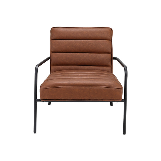 Comfortable PU Leather-padded Accent Armchair Featuring with Metal Frame Brown 72cm