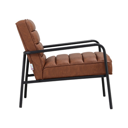 Comfortable PU Leather-padded Accent Armchair Featuring with Metal Frame Brown 72cm