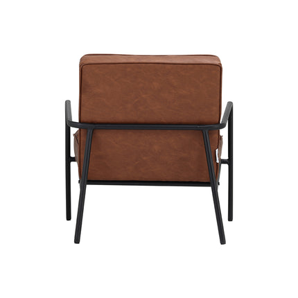 Comfortable PU Leather-padded Accent Armchair Featuring with Metal Frame Brown 72cm