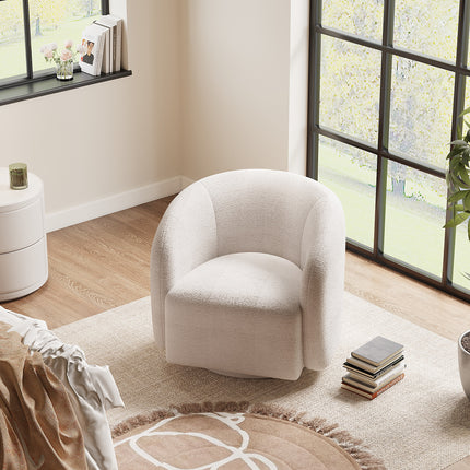 74cm H White Swivel Tub Chair Upholstered Single Sofa