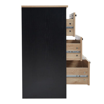 Beige Wooden Storage Cabinet with Rattan Drawer Console Table