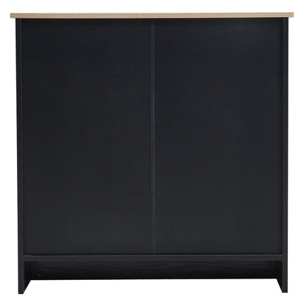 Beige Wooden Storage Cabinet with Rattan Drawer Console Table