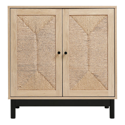 Rustic Wooden Sideboard with Woven Doors 77x80cm H