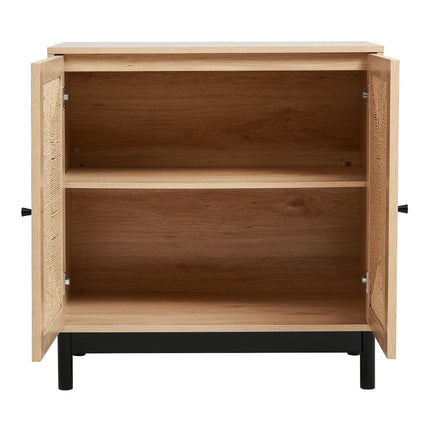 Rustic Wooden Sideboard with Woven Doors 77x80cm H