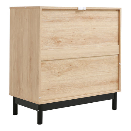 Rustic Wooden Sideboard with Woven Doors 77x80cm H
