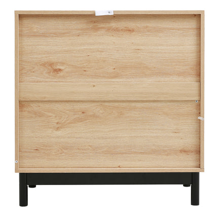 Rustic Wooden Sideboard with Woven Doors 77x80cm H