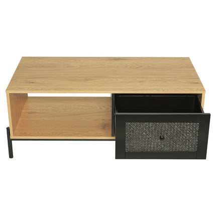 Rattan Coffee Table with Storage for Living Room
