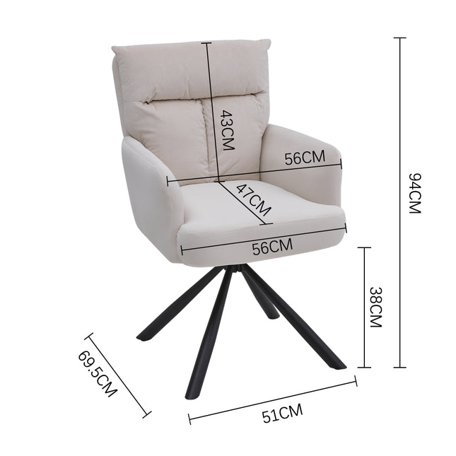 Modern Upholstered Swivel Armchair with Black Legs