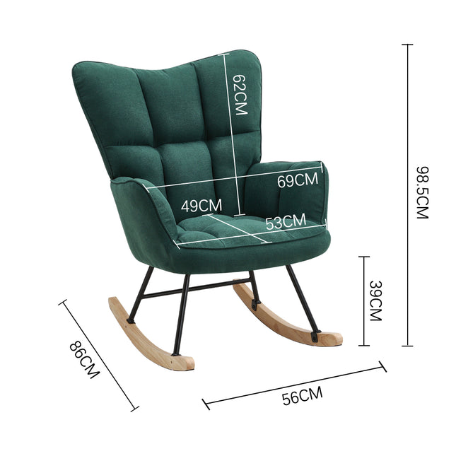 Green Tufted Upholstered Rocking Chair