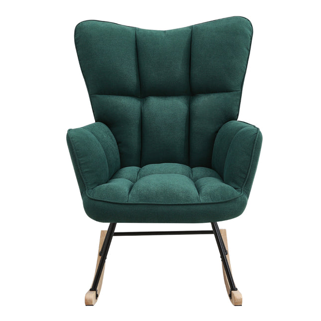 Green Tufted Upholstered Rocking Chair
