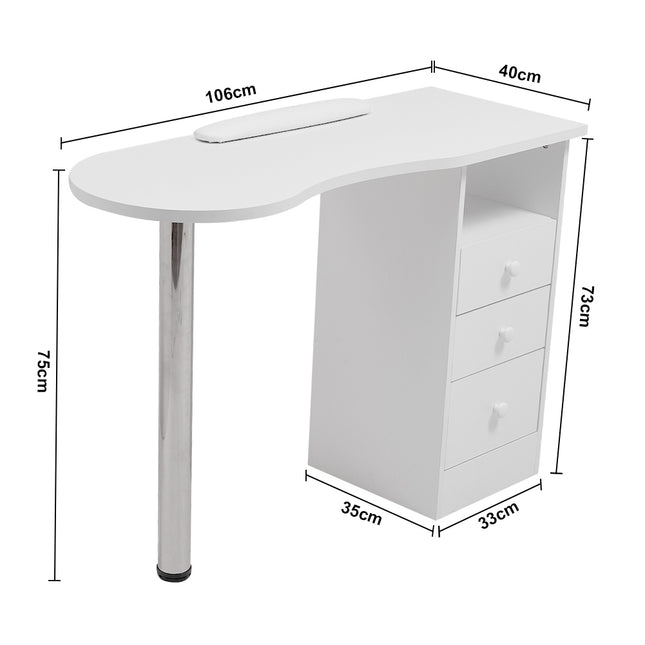 3 Drawers Manicure Table for Beauty Salon and Home 106cm