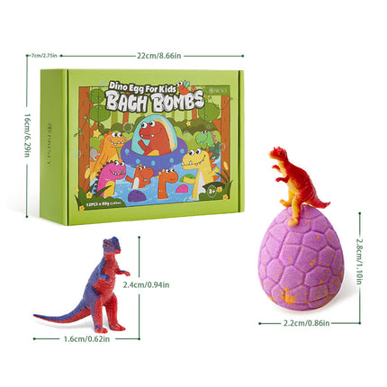 12Pcs Dino Egg Bath Bomb Kit with Dinosaur Toy Bath Bombs for Kids