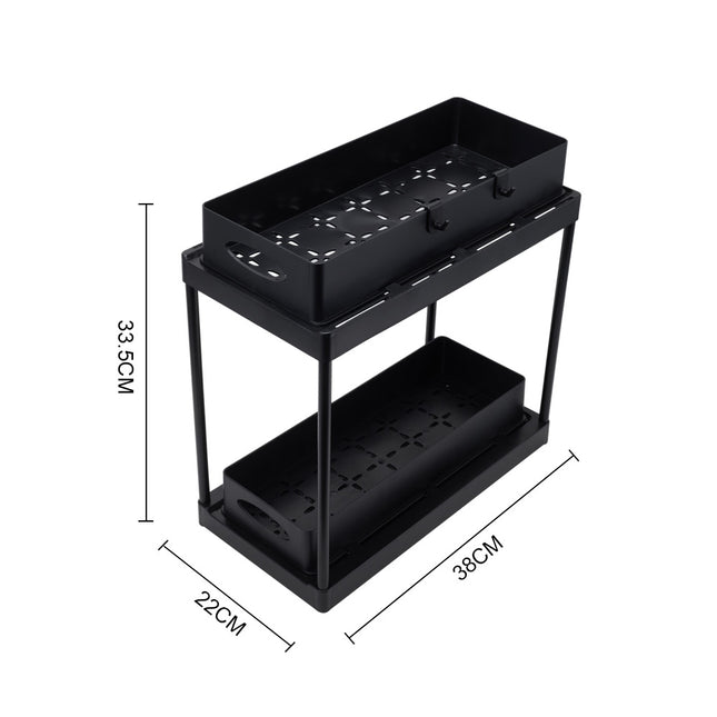 Black 2 Tier Under Pull Out Storage Organizer