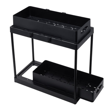 Black 2 Tier Under Sink Pull Out Storage Organizer