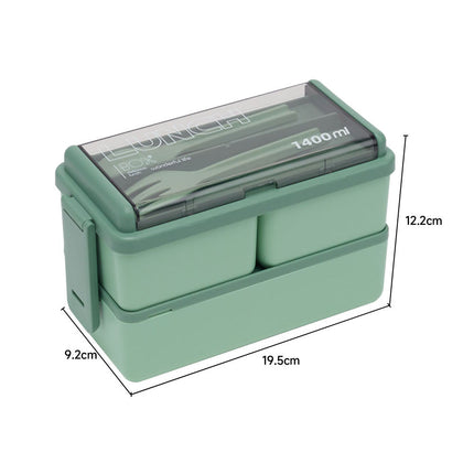 Dual-Layer Plastic Bento Lunch Box