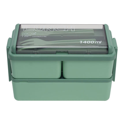 Dual-Layer Plastic Bento Lunch Box