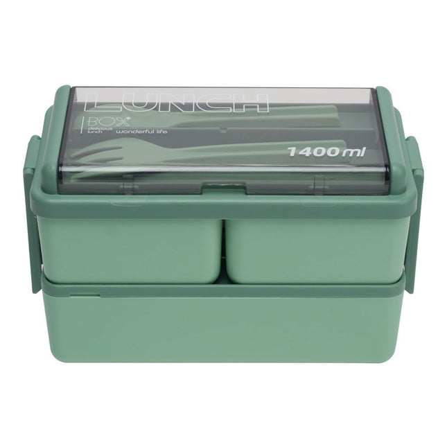 Dual-Layer Plastic Bento Lunch Box