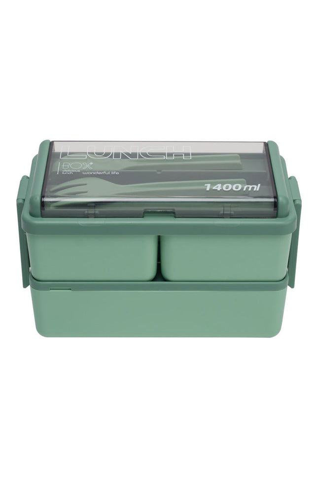 Dual-Layer Plastic Bento Lunch Box