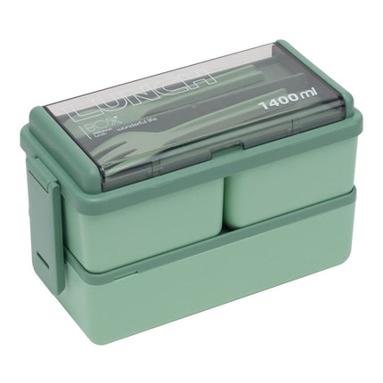 Dual-Layer Plastic Bento Lunch Box