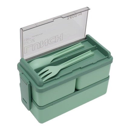 Dual-Layer Plastic Bento Lunch Box