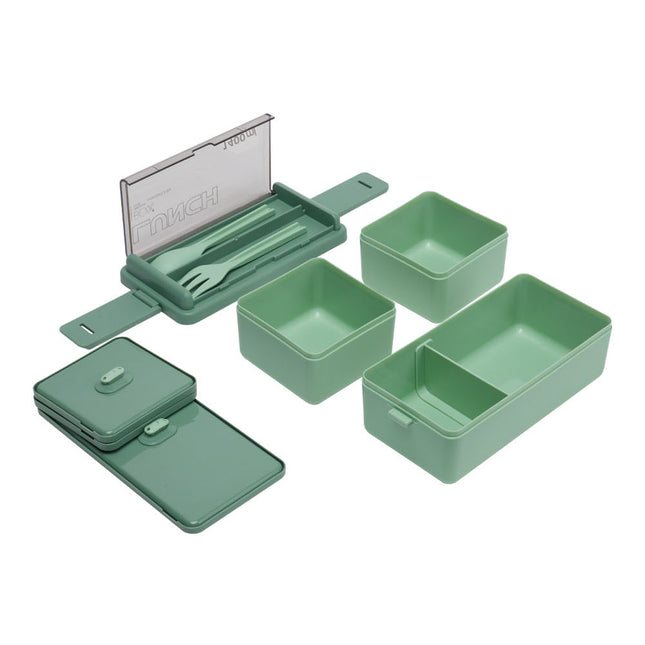 Dual-Layer Plastic Bento Lunch Box