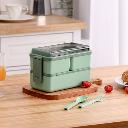 Dual-Layer Plastic Bento Lunch Box