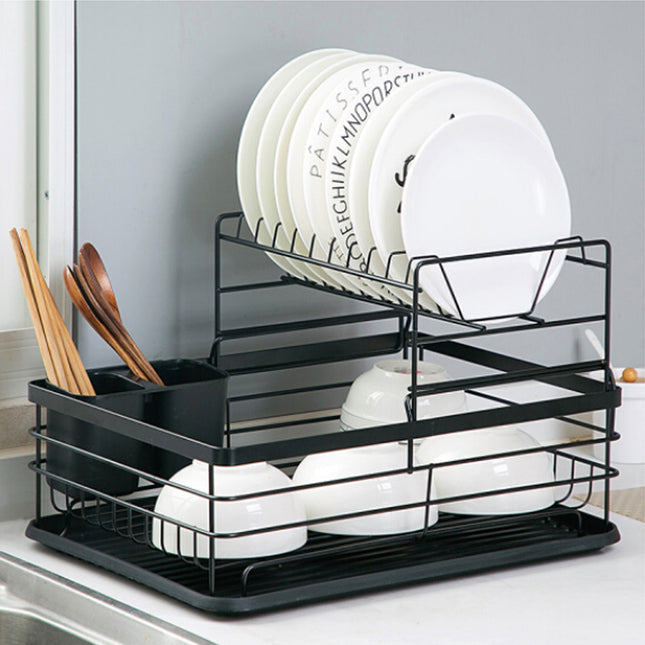 2 Tier Metal Kitchen Dish Drainer Rack