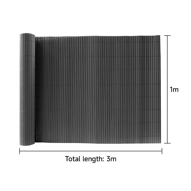 Dark Grey PVC Fence Screen Bamboo Mat Border Panel Garden Wall Privacy Protect 6 Sizes