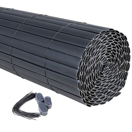 Dark Grey PVC Fence Screen Bamboo Mat Border Panel Garden Wall Privacy Protect 6 Sizes