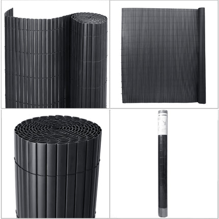 Dark Grey PVC Fence Screen Bamboo Mat Border Panel Garden Wall Privacy Protect 6 Sizes
