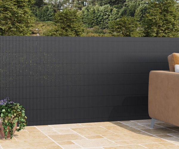 Dark Grey PVC Fence Screen Bamboo Mat Border Panel Garden Wall Privacy Protect 6 Sizes