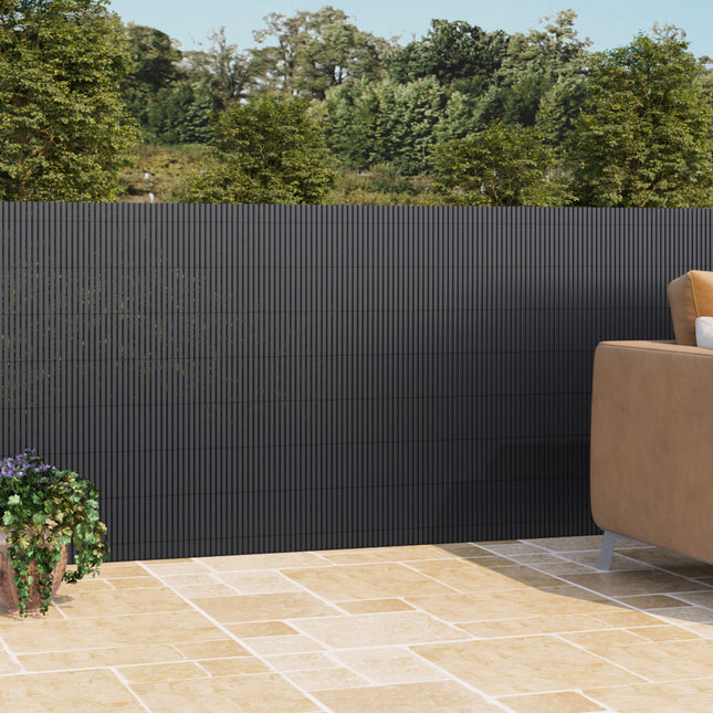 Dark Grey PVC Fence Screen Bamboo Mat Border Panel Garden Wall Privacy Protect 6 Sizes