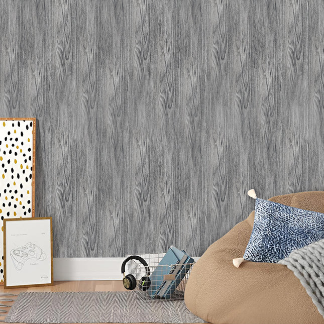 Grey Rustic Lifelike Wood Grain Self-adhesive PVC Flooring 91x15 cm