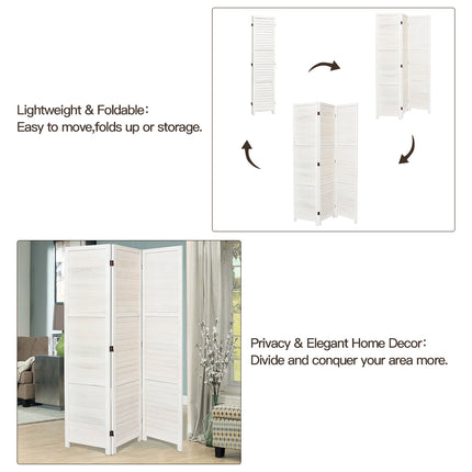 Folding Room Divider Privacy Separator Screen White 3 Panel