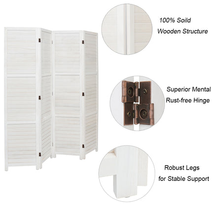 Folding Room Divider Privacy Separator Screen White 4 Panel 160×170cm