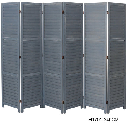 Folding Room Divider Privacy Separator Screen, Dark Grey 6 Panel