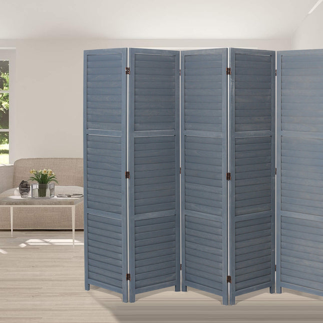 Folding Room Divider Privacy Separator Screen, Dark Grey 6 Panel