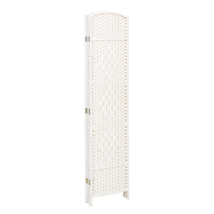 White Solid Weave Wicker Wood Room Divider 4 Panel 160×170cm