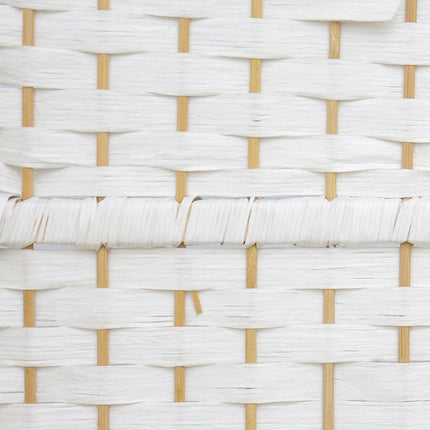 White Solid Weave Wicker Wood Room Divider 4 Panel 160×170cm