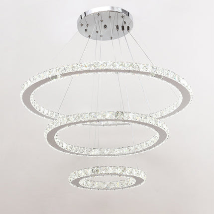 Modern 3-Tier Adjustable Crystal LED Pendant Light
